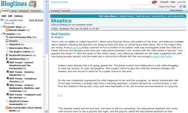 Bloglines.com showing skeptic feeds