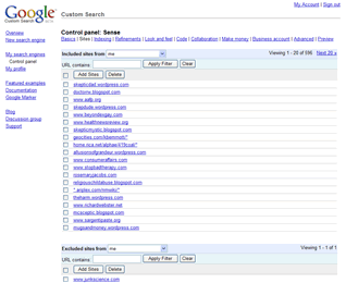Google CSE configuration screen