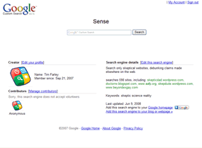 Google Custom Search for just Skeptical content
