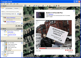 Google Earth showing Anonymous protest